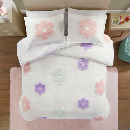 Intelligent Design Kids Madeline Floral Reversible Tufted Chenille Duvet Cover Set