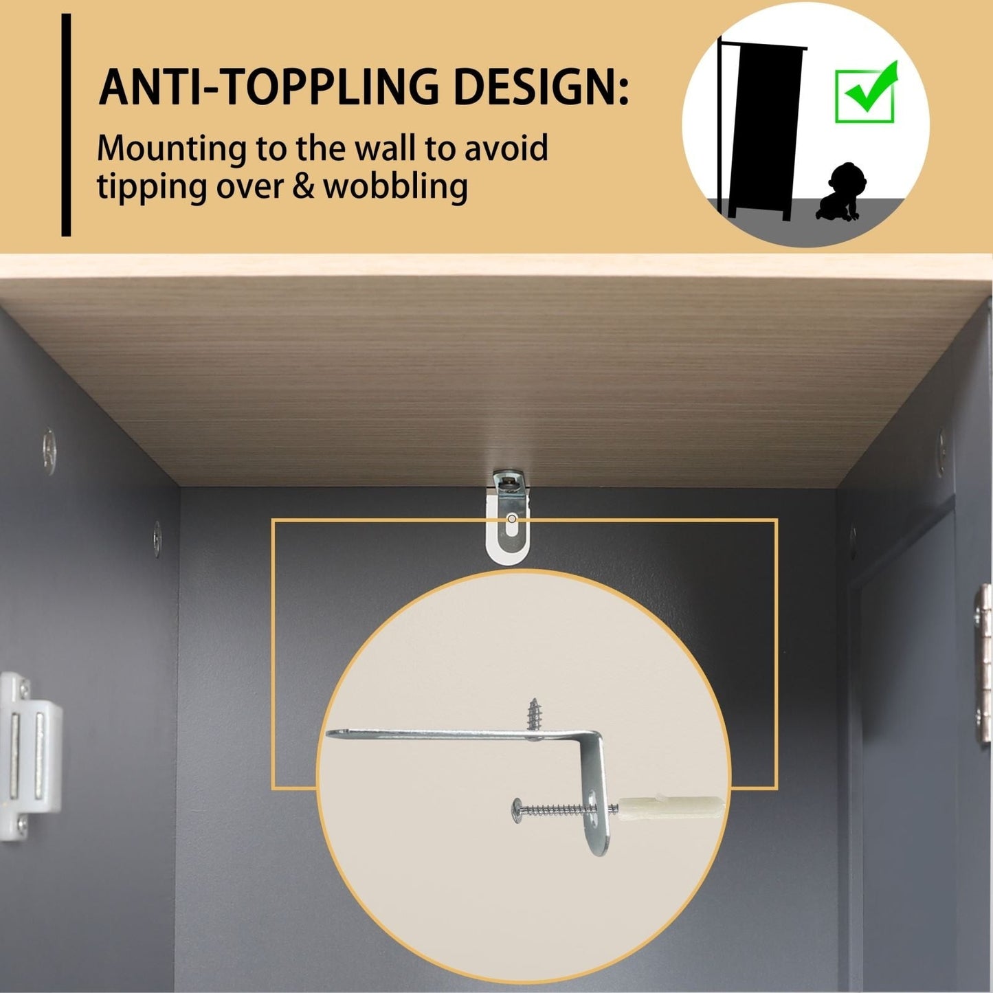 VEIKOUS Bathroom Floor Storage Cabinet with 4 Drawers