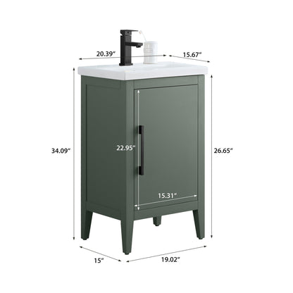 Meuble-lavabo simple Vanity Art 20, 24 ou 30 avec dessus en céramique
