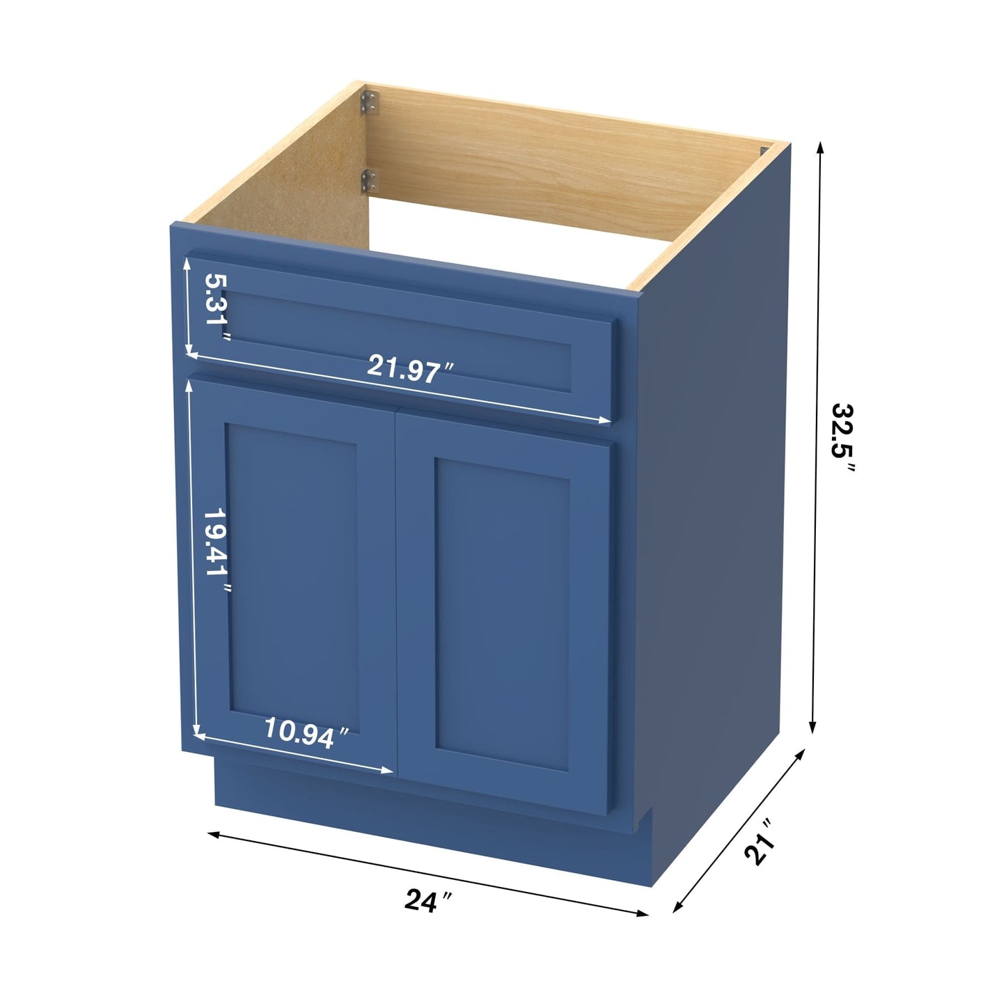 Meuble-lavabo simple en bois massif de 24 pouces de Vanity Art