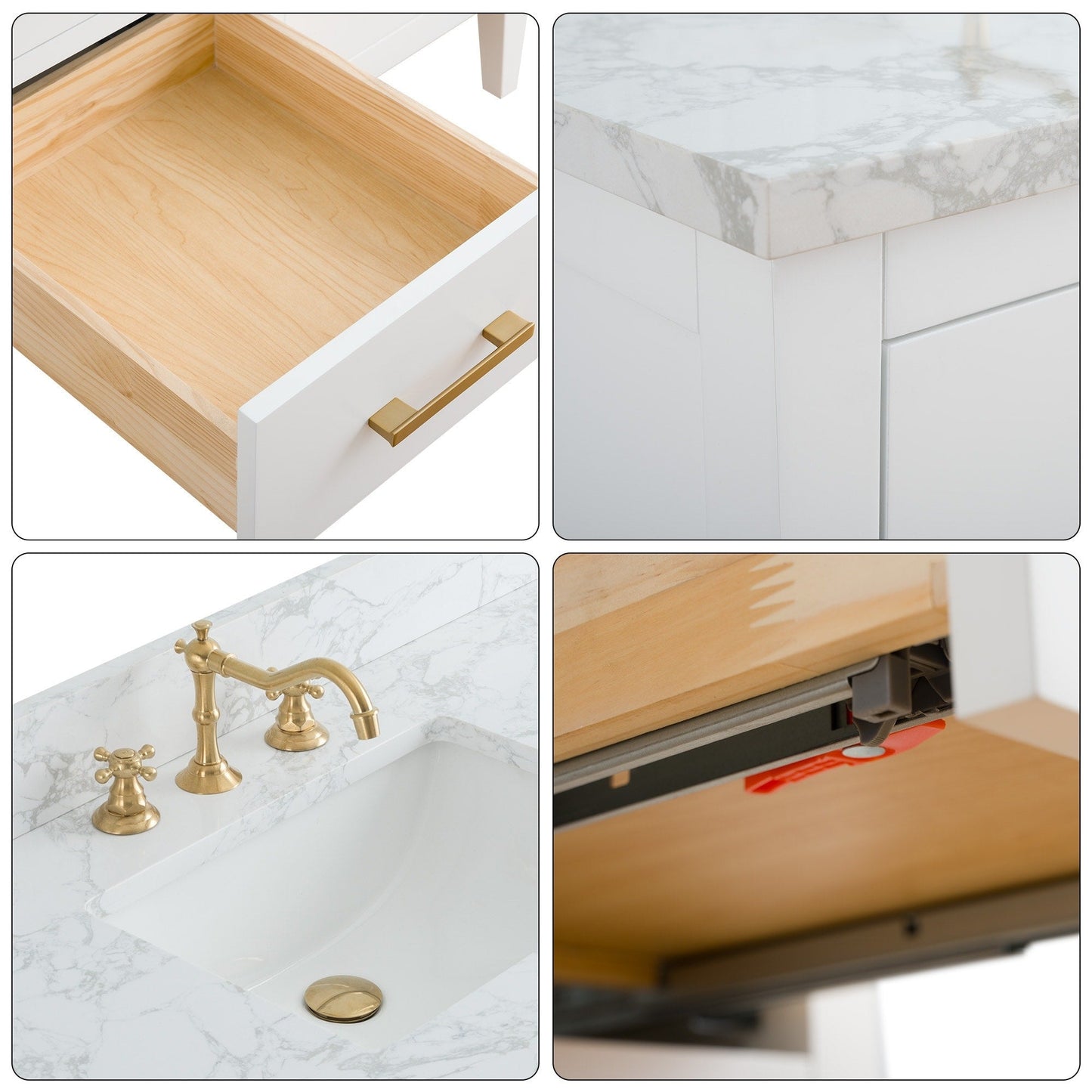 Meuble-lavabo double vasque Vanity Art 72 avec plateau en marbre reconstitué