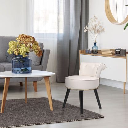 VEIKOUS Makeup Vanity Stool Chair with Low Back and Wood Legs-17.3 x 15.7 x 25.1