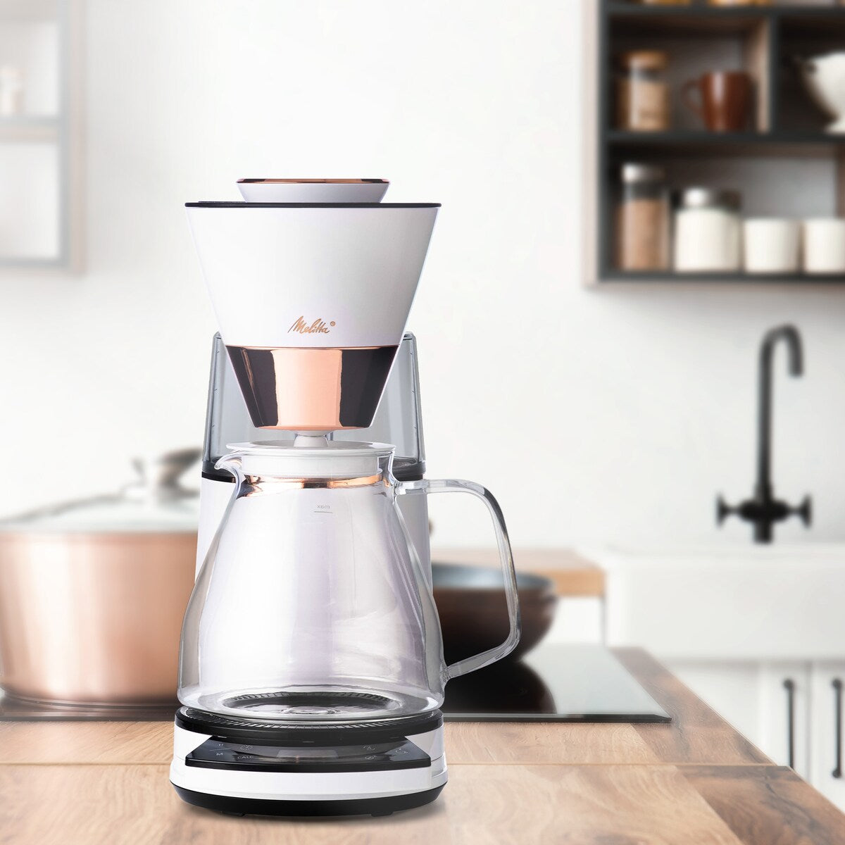 Cafetière filtre Vision Luxe 12 tasses avec tableau de bord rotatif