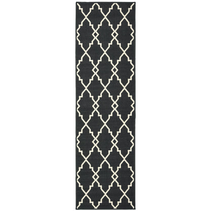 Vista Home Malta Lattice Black/ Off-White Indoor Outdoor Area Rug.