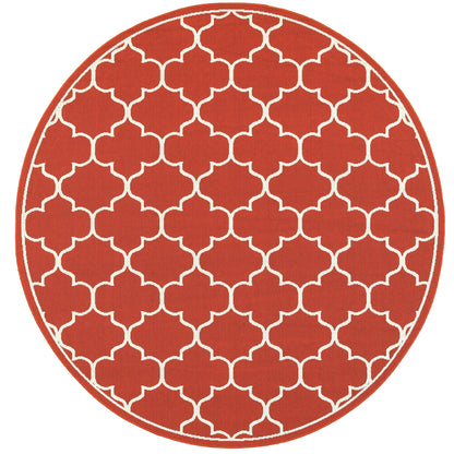 Vista Home Martinique Off-White/Brick Red Lattice Indoor/Outdoor Rug.