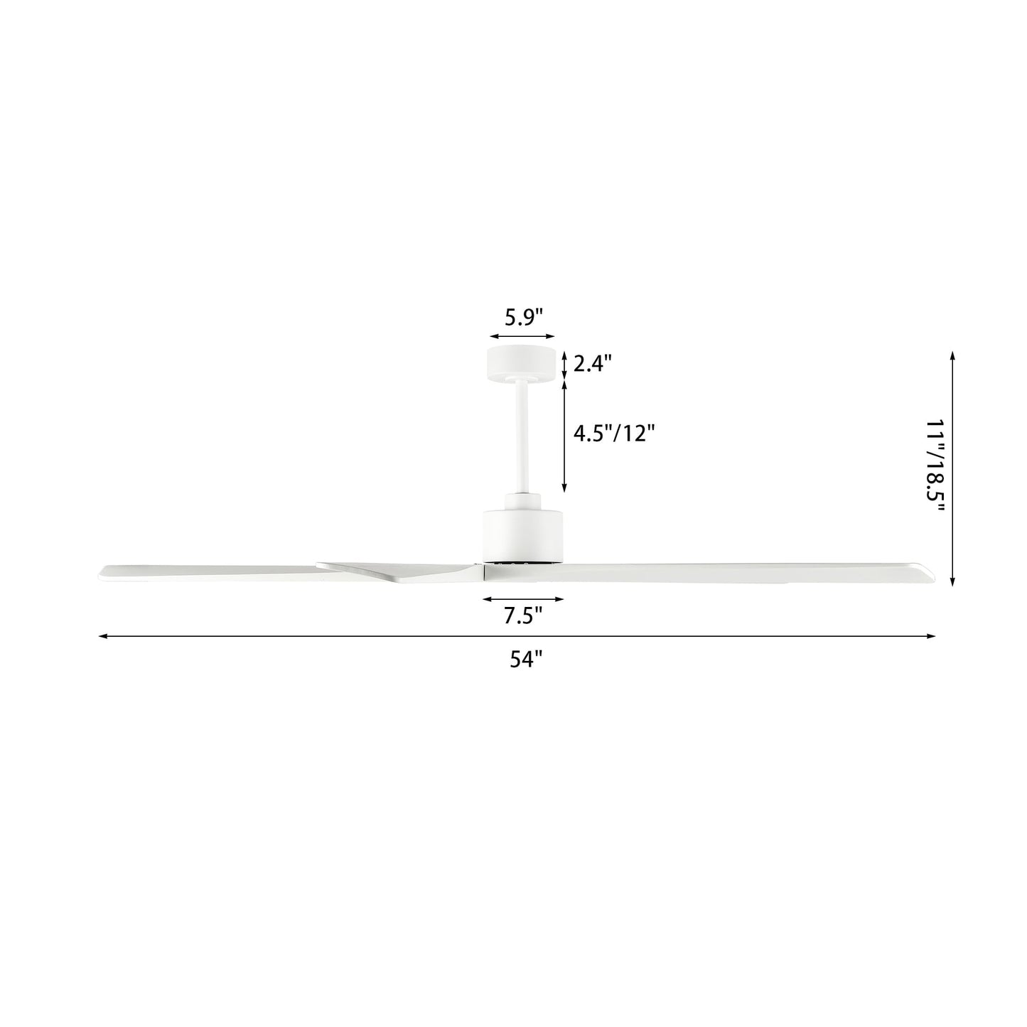 Ventilateur de plafond d'intérieur WINGBO 54 pouces avec moteur à courant continu sans éclairage - N/A