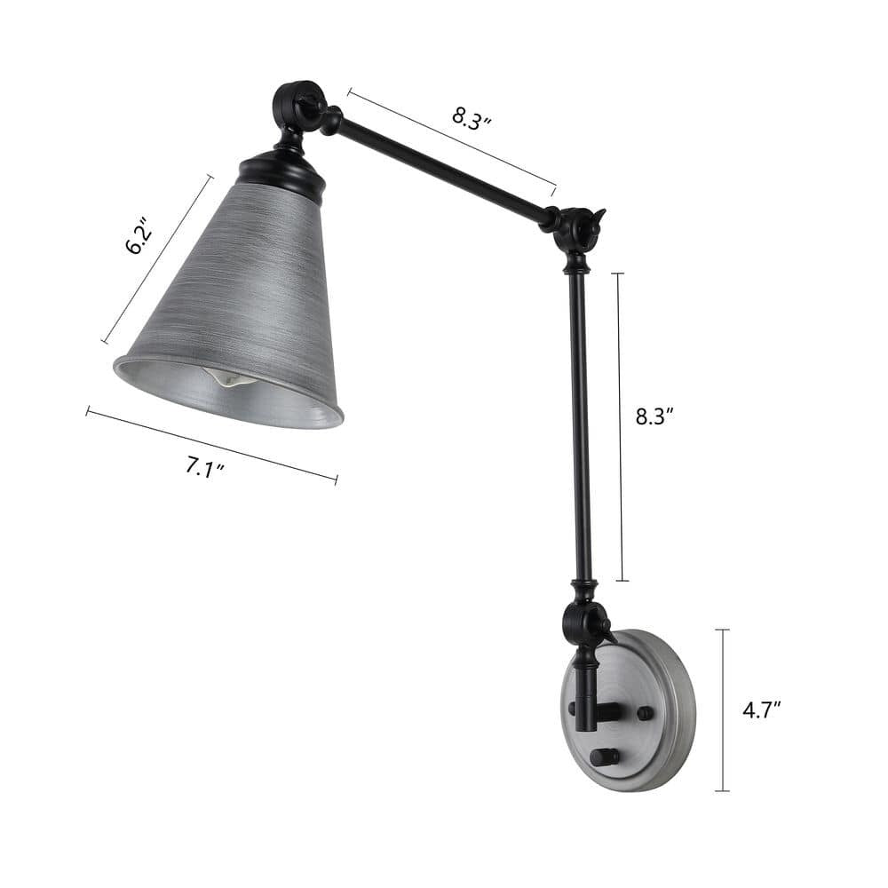 WINGBO Industrial Swing Arm Wall Sconce with Metal Shade,2-Pack...