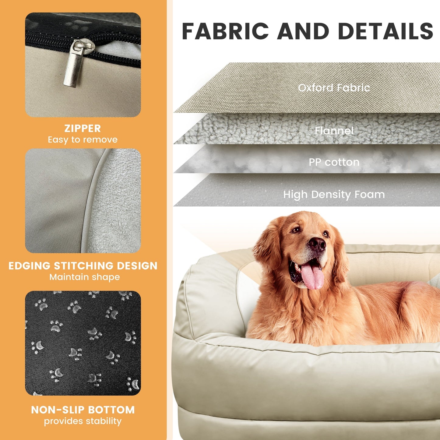 Lit orthopédique imperméable en mousse pour chien WOWMAX pour grands chiens