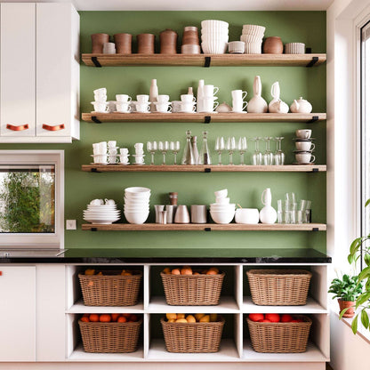 Étagères murales Forte 72 po, 2 pièces, bois brûlé