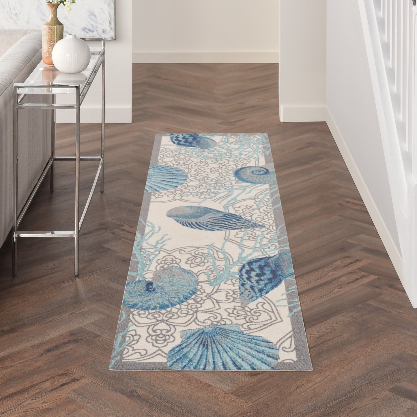 Waverly Sun & Shade Shore Thing Tropical Sea Shell Floral Indoor Outdoor Area Rug