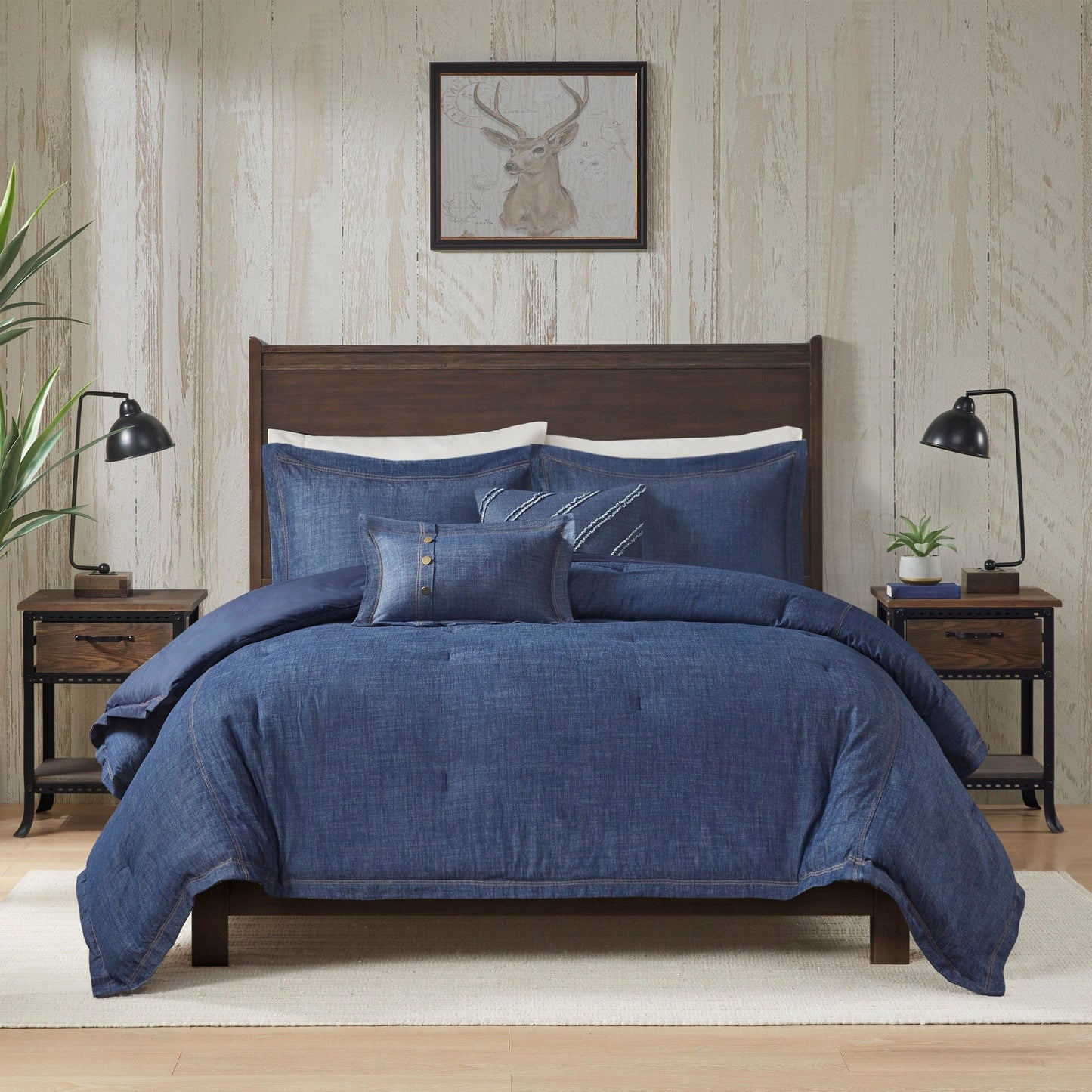 Parure de couette surdimensionnée et rembourrée en denim bleu Woolrich Perry