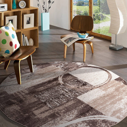World Rug Gallery Abstract Polypropylene Machine-Made Circle Area Rug