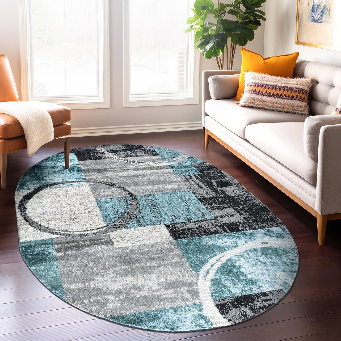 World Rug Gallery Abstract Polypropylene Machine-Made Circle Area Rug
