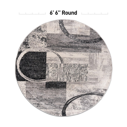 World Rug Gallery Abstract Polypropylene Machine-Made Circle Area Rug