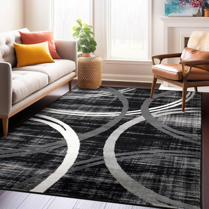 World Rug Gallery Contemporary Abstract Circles Design Area Rug