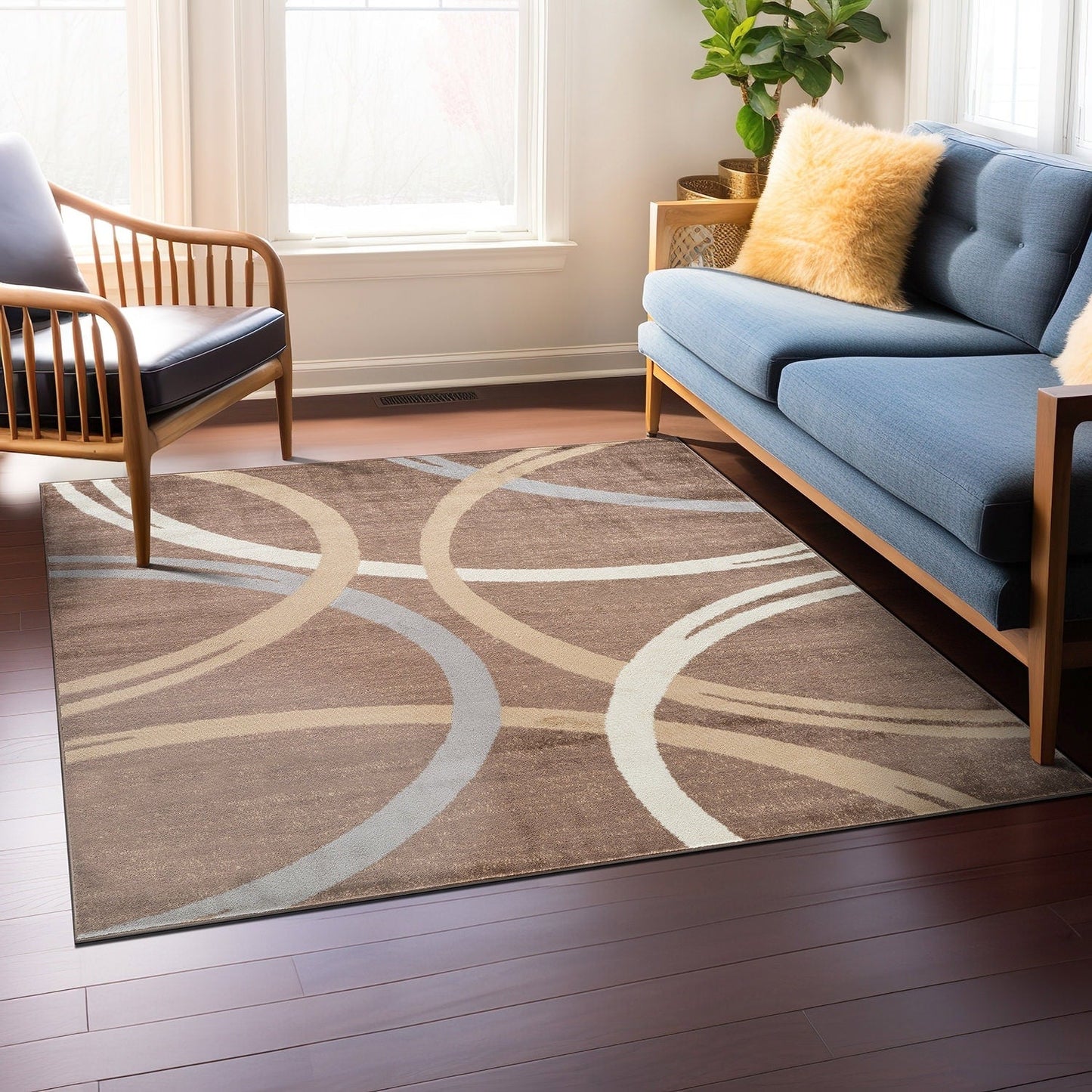 World Rug Gallery Contemporary Abstract Circles Design Area Rug