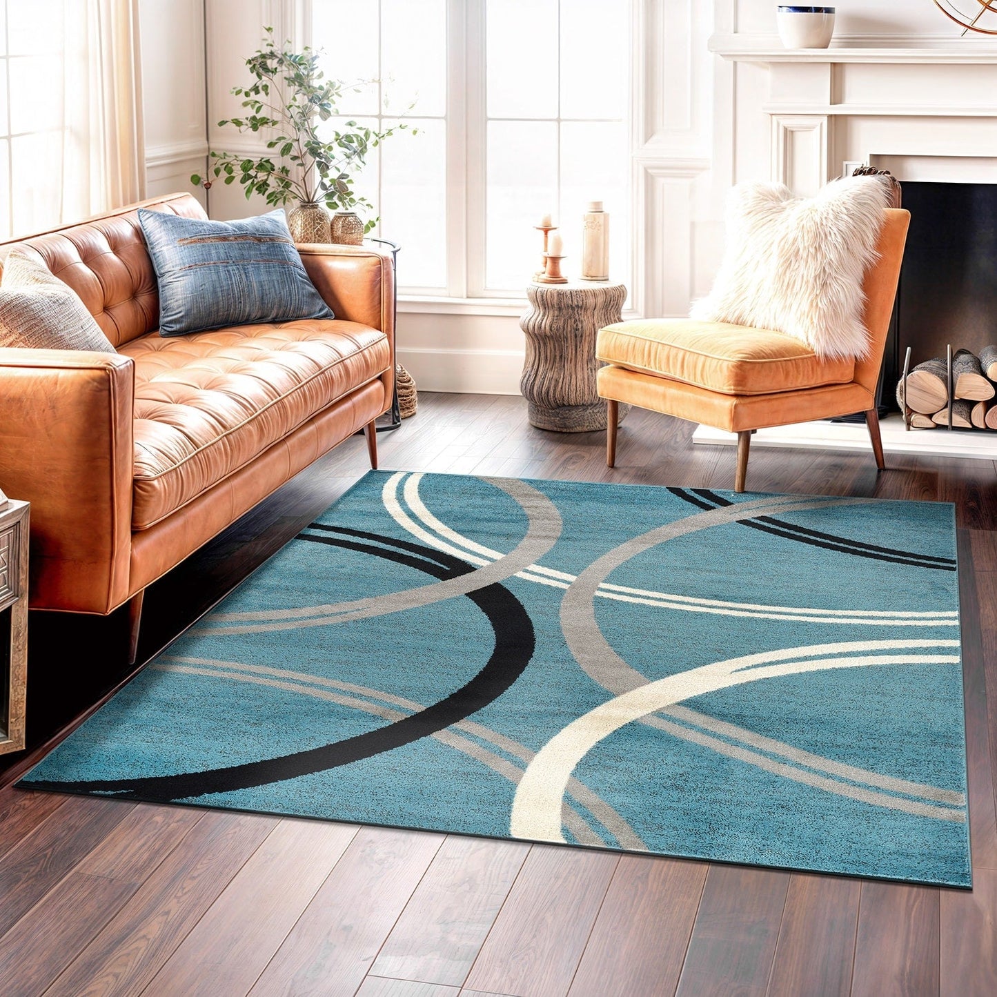 World Rug Gallery Contemporary Abstract Circles Design Area Rug