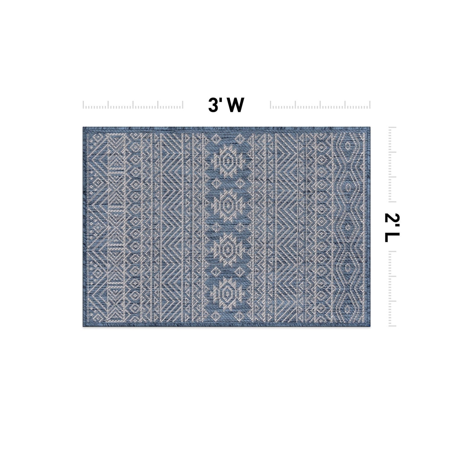 World Rug Gallery Distressed Geometric Bohemian Textured Flat Weave Indoor/Outdoor Area Rug