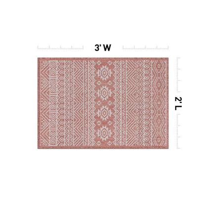 World Rug Gallery Distressed Geometric Bohemian Textured Flat Weave Indoor/Outdoor Area Rug