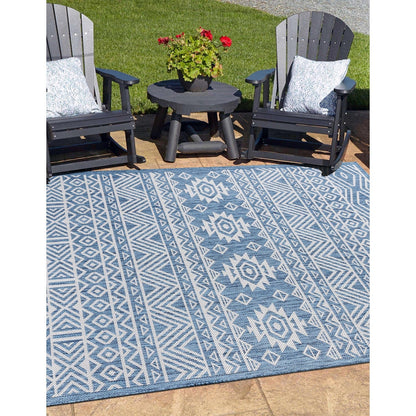 World Rug Gallery Distressed Geometric Bohemian Textured Flat Weave Indoor/Outdoor Area Rug