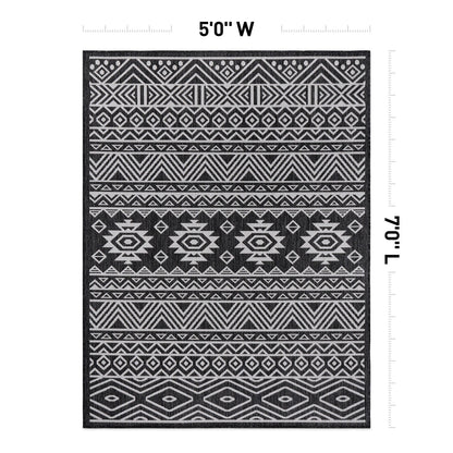 World Rug Gallery Distressed Geometric Bohemian Textured Flat Weave Indoor/Outdoor Area Rug