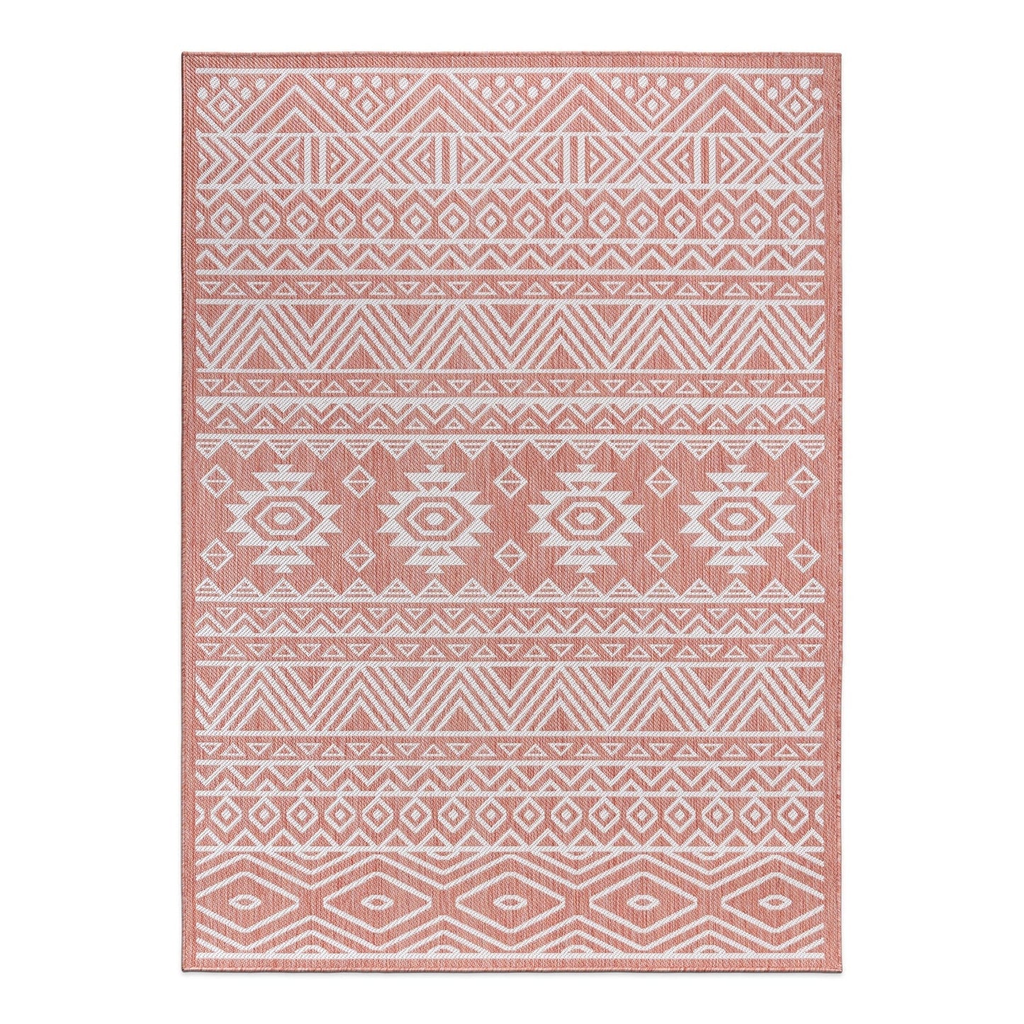 World Rug Gallery Distressed Geometric Bohemian Textured Flat Weave Indoor/Outdoor Area Rug