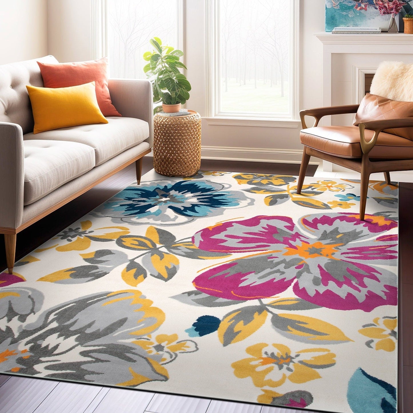 World Rug Gallery Modern Floral Design Area Rug