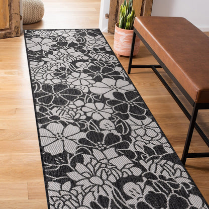 World Rug Gallery Modern Floral Flowers Textured Flat Weave Indoor/Outdoor Area Rug