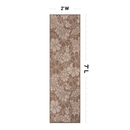 World Rug Gallery Modern Floral Flowers Textured Flat Weave Indoor/Outdoor Area Rug