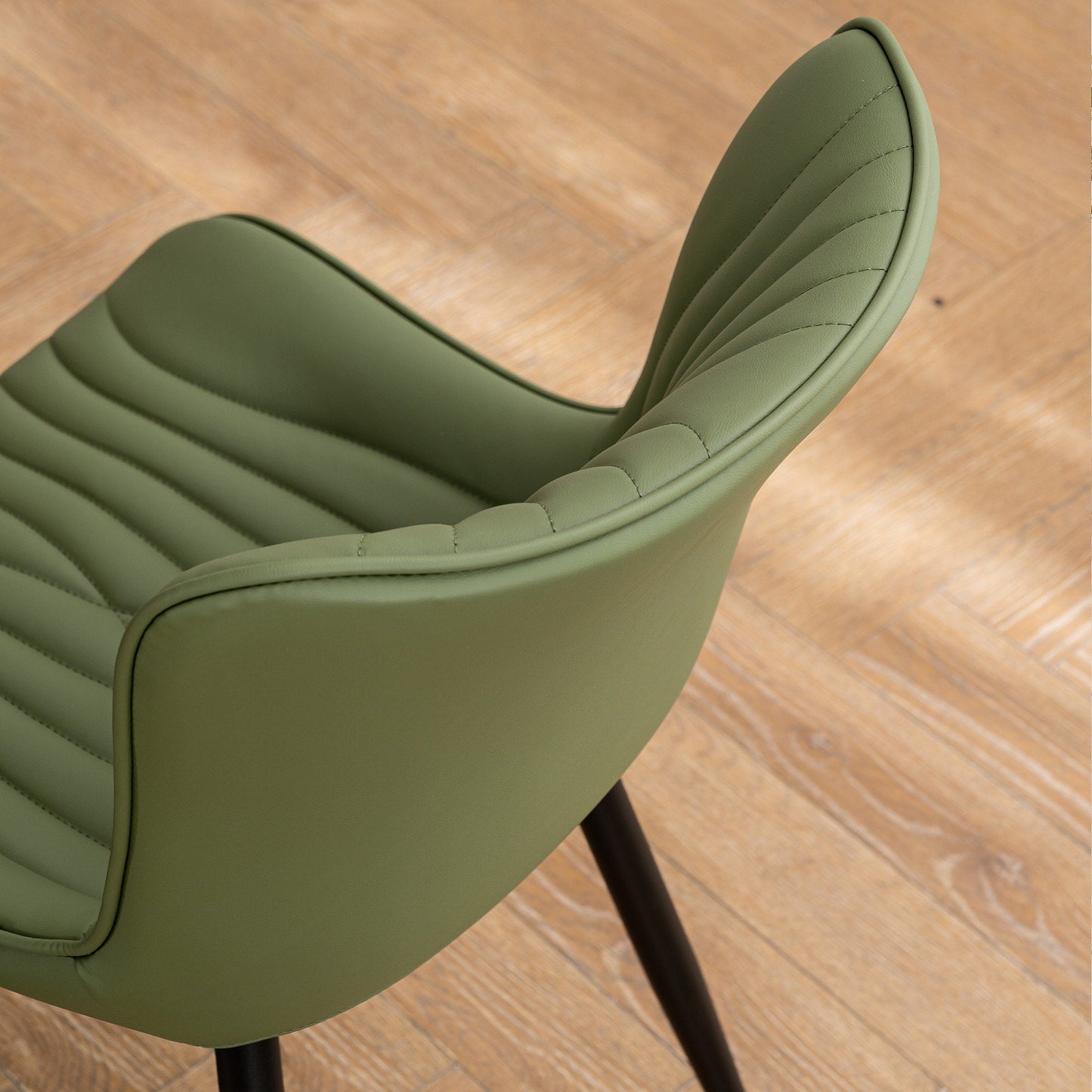 Lot de 2 chaises de salle à manger modernes en cuir rembourré sans accoudoirs