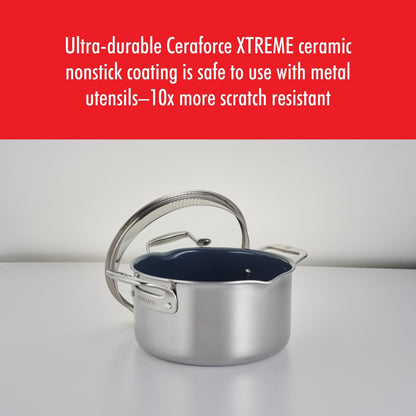 Cocotte hollandaise antiadhésive en acier inoxydable et céramique ZWILLING Clad CFX de 6 pintes