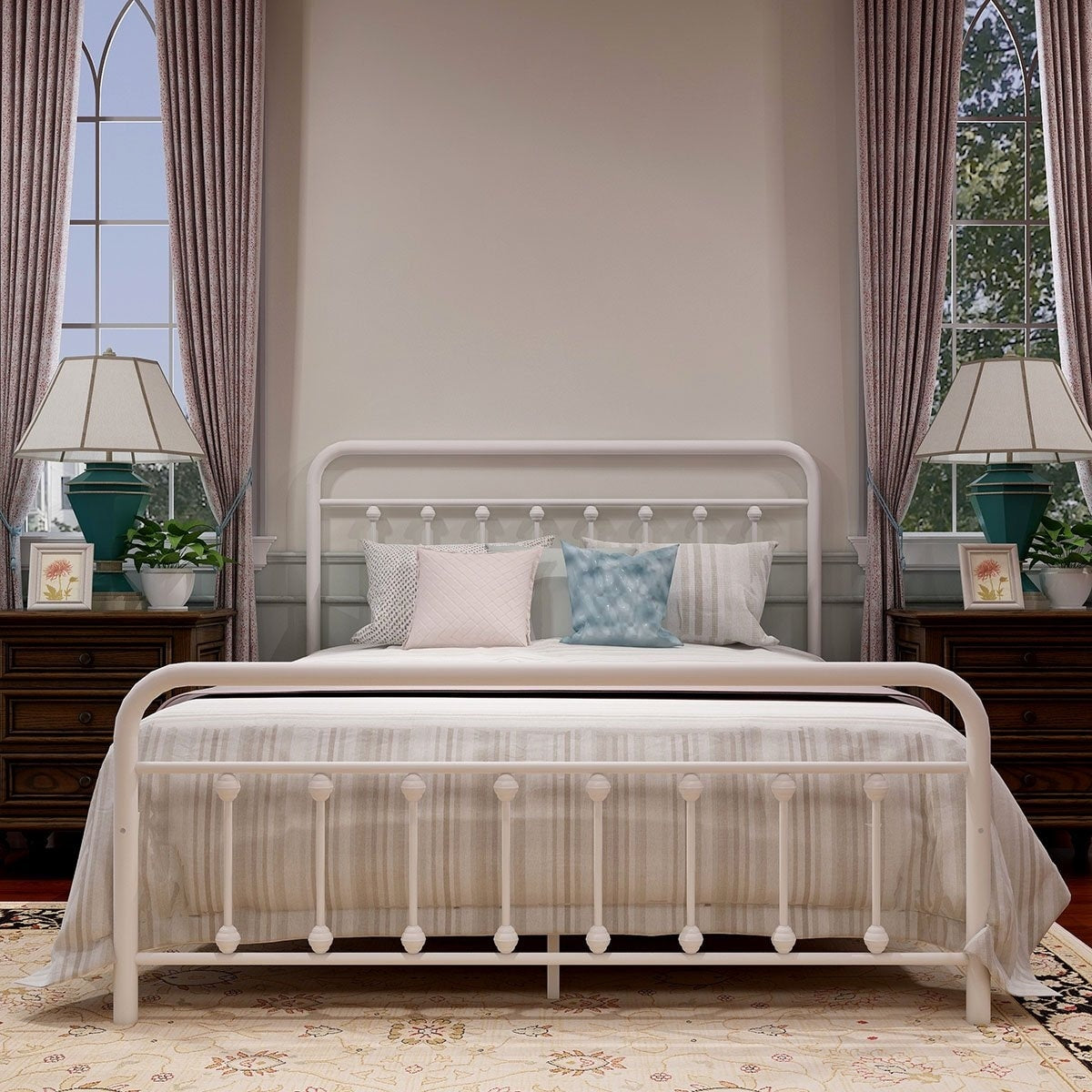 Cadre de lit plateforme en métal vintage simple Alazyhome, montage facile